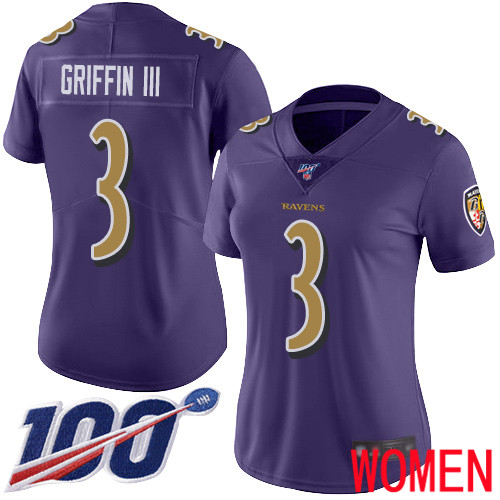 Baltimore Ravens Limited Purple Women Robert Griffin III Jersey NFL Football #3 100th Season Rush Vapor Untouchable->women nfl jersey->Women Jersey